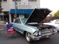 Classic Car Show with American Flag, USA Royalty Free Stock Photo